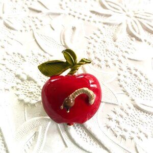 Vintage Cute Apple Work Brooch Original by Robert